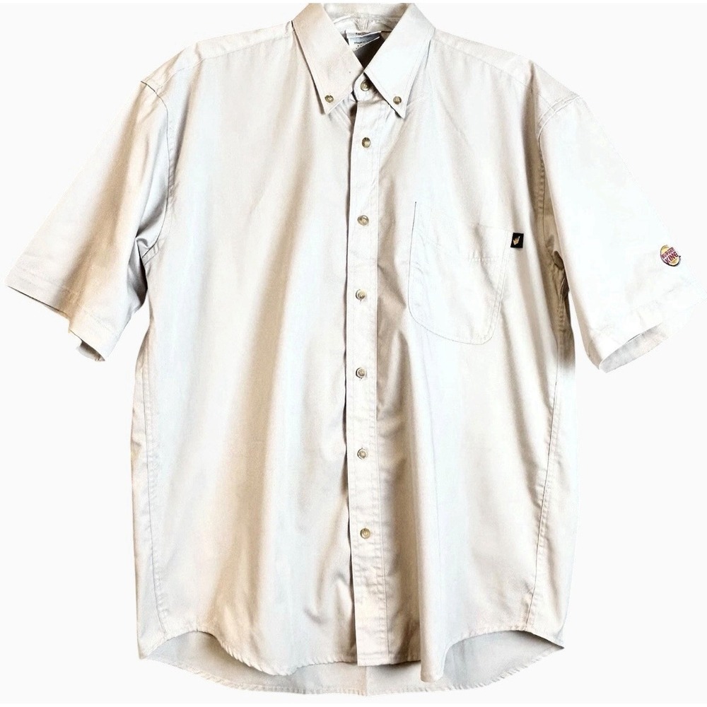 Vintage Burger King employee work shirt Size M/L  Khaki Employee Utility Wear